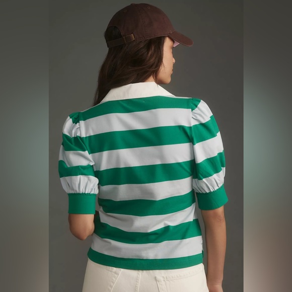 NWT Maeve Puff-Sleeve Polo Top - Picture 4 of 5